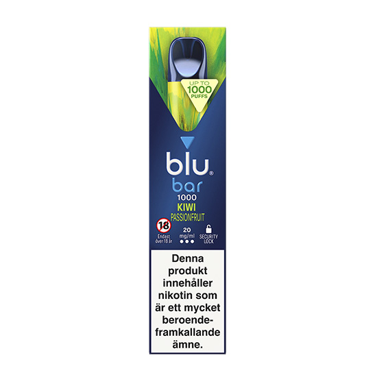 Blu Bar Vape - Kiwi Passionsfruit 20mg engångsvape (1000 puffs) -10 pack