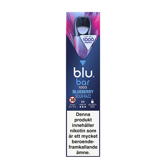 Blu Bar Vape - Blueberry Sour Raspberry 20mg engångsvape 1000 Puffs - 10 pack