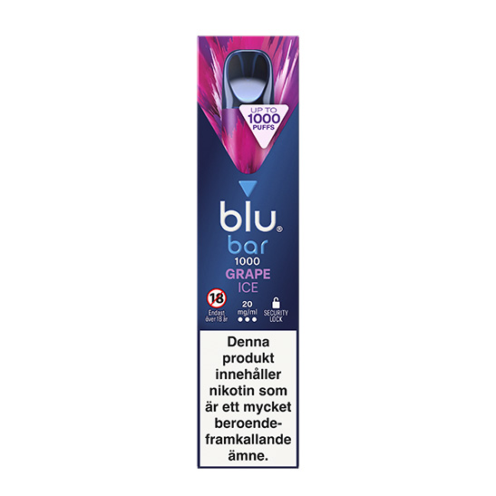 Blu Bar Vape - Grape Ice 20mg engångsvape (1000 Puffs) - 10 pack