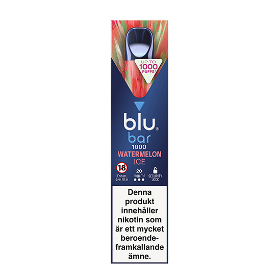 Blu Bar Vape - Watermelon Ice 20mg engångsvape (1000 Puffs) - 10 pack