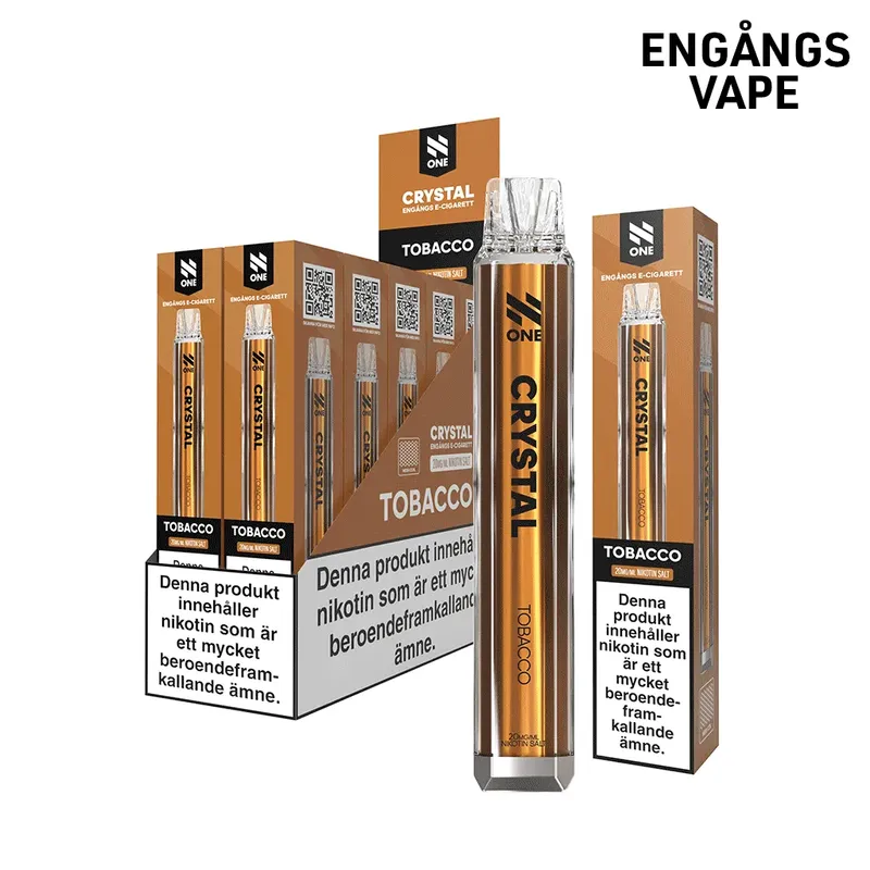 N One Crystal Vape Tobak - Tobacco 20mg - 10 pack
