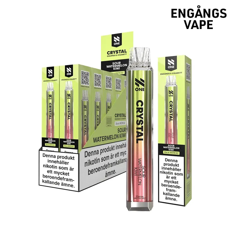 N One Crystal Vape Vattenmelon & Kiwi - Sour Watermelon Kiwi 20mg - 10 pack