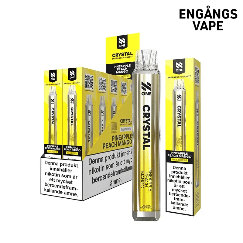N One Crystal Vape Ananas, Periska & Mango - Pineapple Peach Mango 20mg - 10 pack