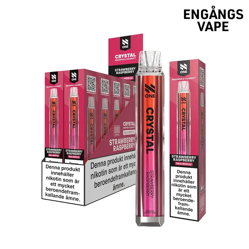 N One Crystal Vape Jordgubb & Hallon - Strawberry Raspberry 20mg - 10 pack