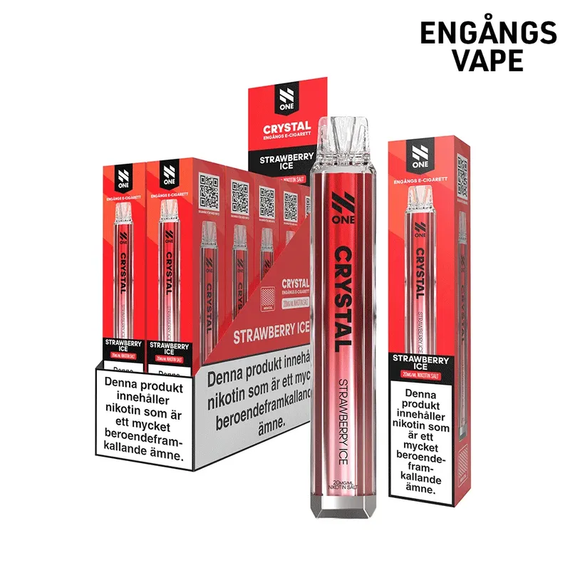 N One Crystal Vape Jordgubbar - Strawberry Ice 20mg - 10 pack