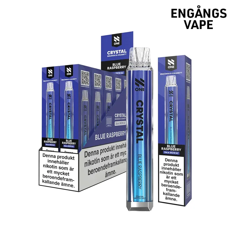 N One Crystal Vape Blå Hallon - Blue Raspberry 20mg - 10 pack