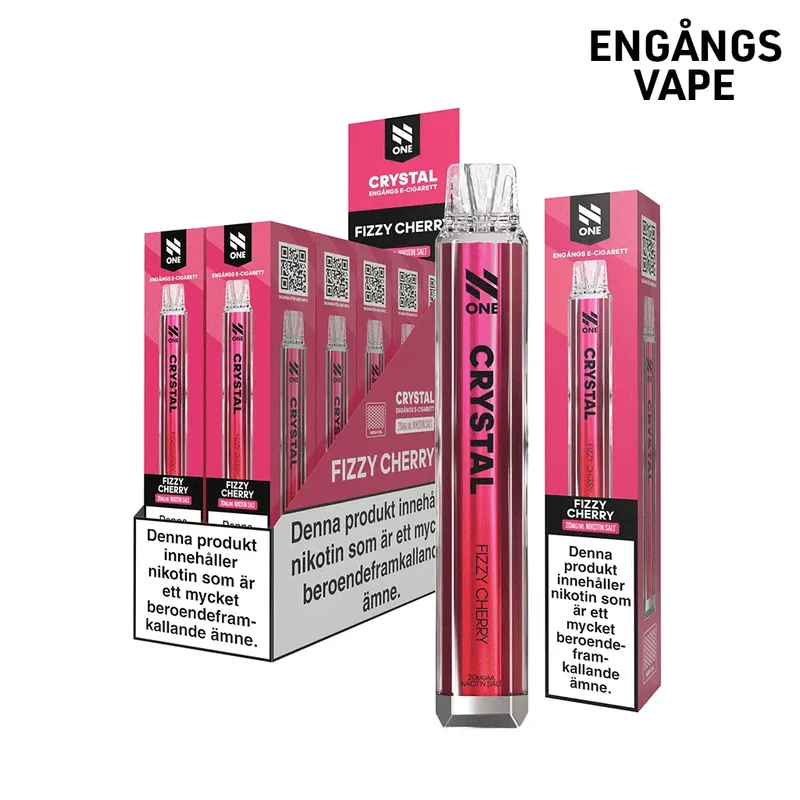 N One Crystal Vape Körsbär - Fizzy Cherry 20mg - 10 pack