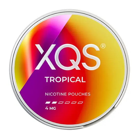 XQS Tropical 4 mg | Nikotinpåse med smak av Mango, Passionsfrukt, Ananas