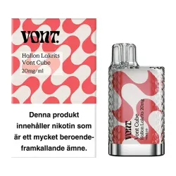 VONT Cube Hallon Lakrits 20mg – Engångsvape med hallon och saltlakrits