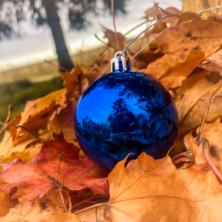 Julgranskula med namn – Ljusblå