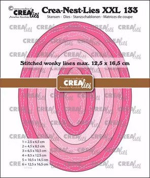 Crealies Crea-nest-dies XXL Ovals with 2 wonky stitchlines