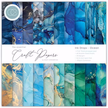 Craft Consortium Essential Craft Papers Paperpad Ink Drops Ocean 6 x 6