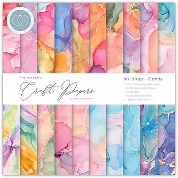 Craft Consortium Essential Craft Papers Paperpad Ink Drops Candy 6 x 6
