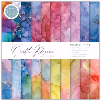 Craft Consortium Essential Craft Papers Paperpad Ink Drops Vivid 6 x 6
