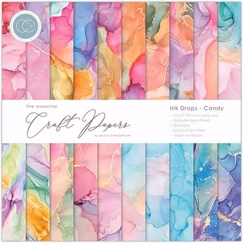 Craft Consortium Essential Craft Papers Paperpad Ink Drops Candy 12 x 12