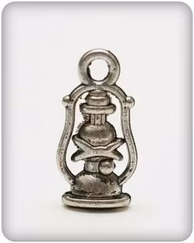 Metall Charm set silver Oil Lamp 4 st