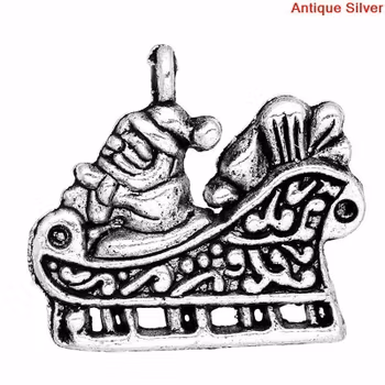 Antique Silver Tomte åker släde 4 st