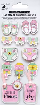 Little Birdie - 3D Stickers med Glitter - Bundle of Joy Pink