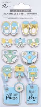 Little Birdie - 3D Stickers med Glitter - Bundle of Joy Blue