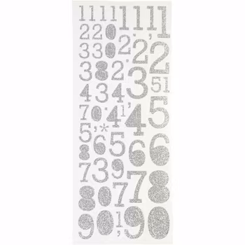 Creotime Glitterstickers Siffror Silver