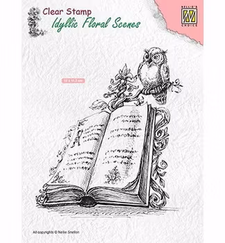 Nellie Snellen Clearstamp - Book with owl