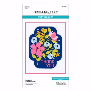 Spellbinders Four Petal Thank You Floral Etched Dies