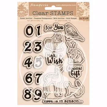 Stamperia Romantic Cozy Winter Clear Stamps Numbers and Animals