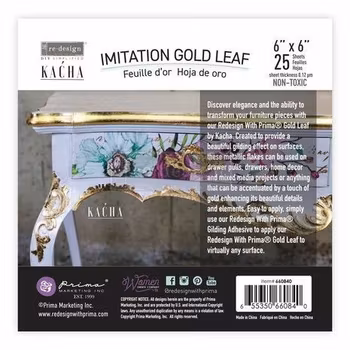 Re-Design with Prima Kacha Imitation Gold Leaf 5.5x5.5 Inch Sheets (25pcs)
