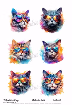 Miankas Scrap klippark- Watercolor Cats 1