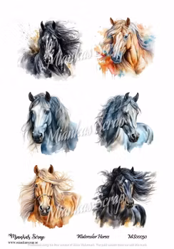 Miankas Scrap klippark - Watercolor Horses