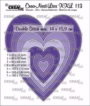 Crealies Crea-Nest-Lies XXL Dies No. 113 Slim Hearts with Double Stitch