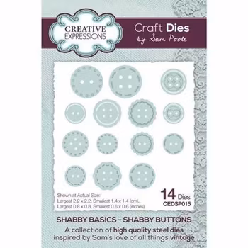 Creative Expressions Sam Poole Craft Die Shabby Basics Shabby Buttons