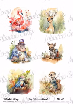Miankas Scrap klippark - Safari Watercolor Animals 2