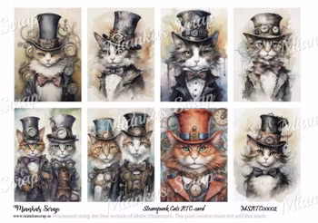 Miankas Scrap Steampunk Cats ATC-Card