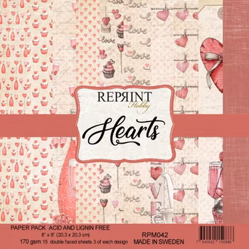 Reprint Hobby Paperpack - Hearts - 8x8
