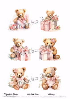 Miankas Scrap klippark - Cute Pink Bear 1
