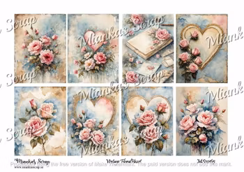 Miankas Scrap klippark - Vintage Floral Hearts