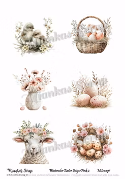 Miankas Scrap klippark - Watercolor Easter Beige/Pink 2