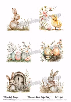 Miankas Scrap klippark - Watercolor Easter Beige/Pink 7