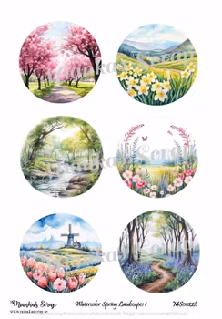 Miankas Scrap klippark - Watercolor Spring Landscapes 1
