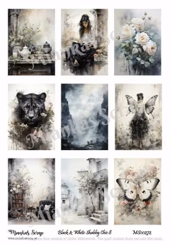 Miankas Scrap klippark - Black & White Shabby Chic 8