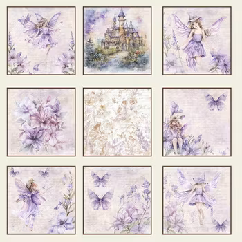 Papper Scrapbooking Reprint - Fairies Tags Flowers - 12x12 (30,5 x 30,5 cm)