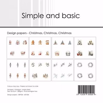 Simple and Basic Design Papers "Christmas, Christmas, Christmas" 15' x 15'