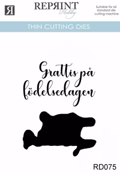 Reprint Dies - Grattis på födelsedagen med skugga - 71 x 52 mm