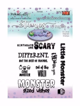 Polkadoodles Little Monsters Scary Messages Clear Stamps