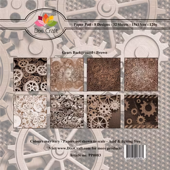 Dixi Craft Paperpad 15x15 “Gears background / Brown”