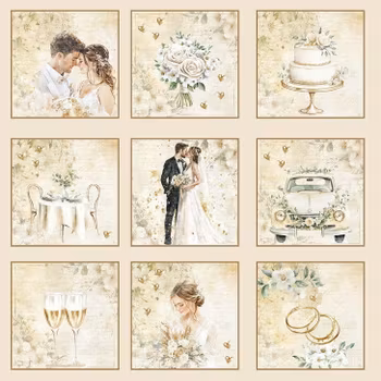 Reprint Papper Scrapbooking- Tags Marry Me - 12x12 (30,5 x 30,5 cm)