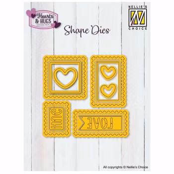 Nellie Snellen Shape Die Postal Stamps with Hearts
