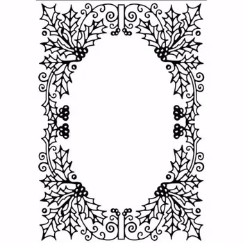Nellie's Choice Embossing Folder - Holly oval frame