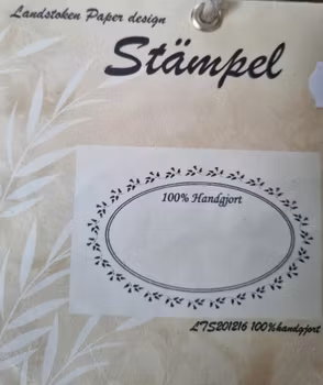 Landstoken Paper Design stämpel - Oval "Handgjort av"